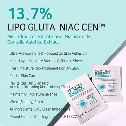 [APLB] GLUTATHIONE NIACINAMIDE SHEET MASK 10 PCS