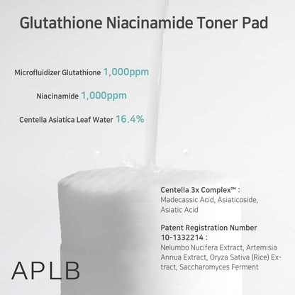 [APLB] GLUTATHIONE NIACINAMIDE TONER PAD 100ml / 60 pads