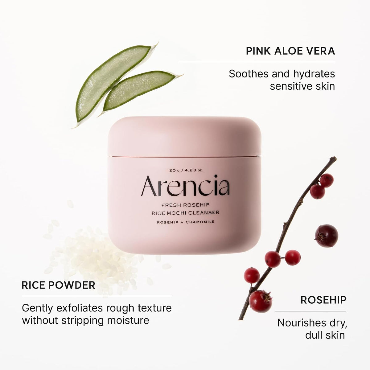 Arencia Fresh Rosehip Rice Mochi Cleanser (120g)