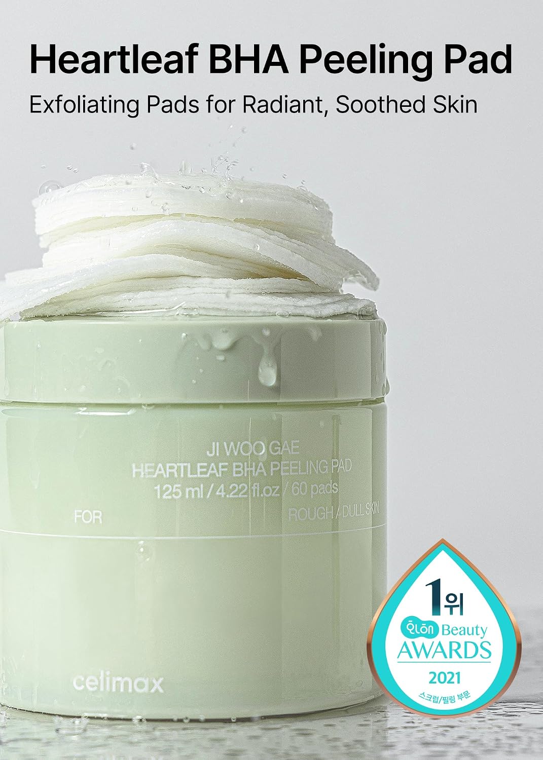 [CELIMAX] JI WOO GAE HEARTLEAF BHA PEELING PAD 60PADS / 125ml