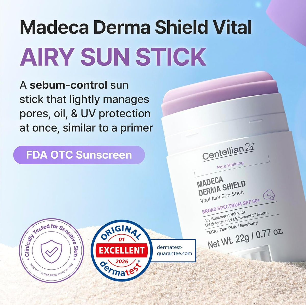 [Centellian24] Madeca Derma Shield Vital Airy Sun Stick (OTC) 22g