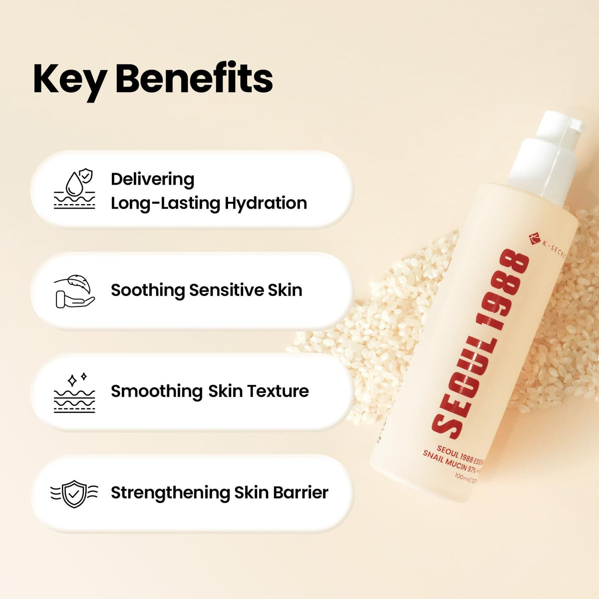 [KSECRET] SEOUL 1988 Essence: Snail Mucin 97% + Rice 100g
