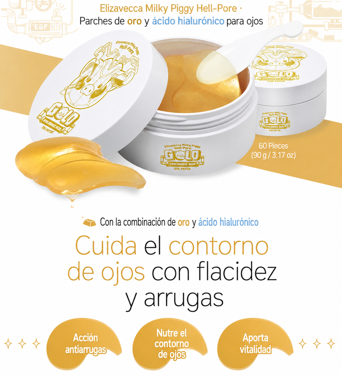 [Elizavecca] Milky Piggy Hell-Pore Gold Hyaluronic Acid Eye Patch 90g
